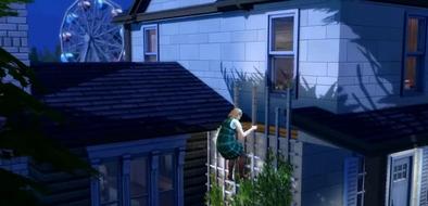 An image of a sim making a hasty exit.