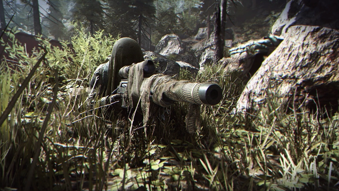 Image showing Modern Warfare player using sniper rifle with ghillie suit