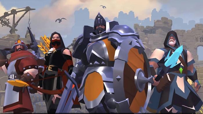 A character lineup from Albion Online, one of the best Android MMORPG games available right now.