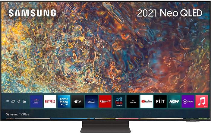 best 120Hz TV for gaming, product image of a grey 65" Samsung QLED TV
