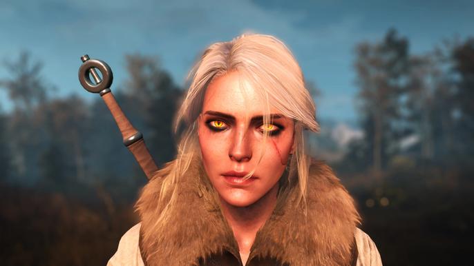 A image of Ciri with yellow witcher eyes