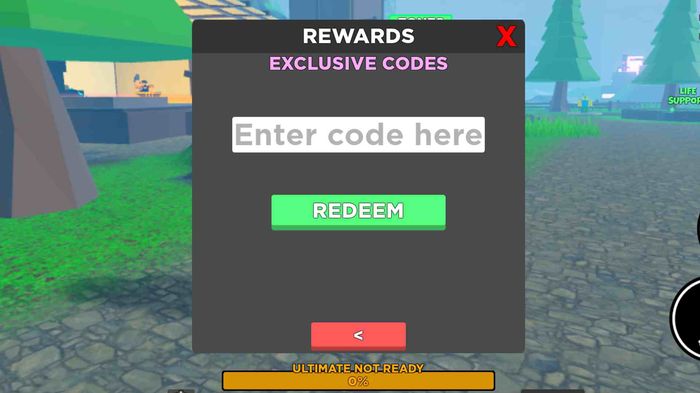 Image of the code redemption page in RPG Champions.