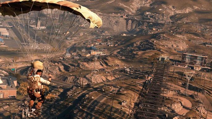Image showing Warzone player using parachute