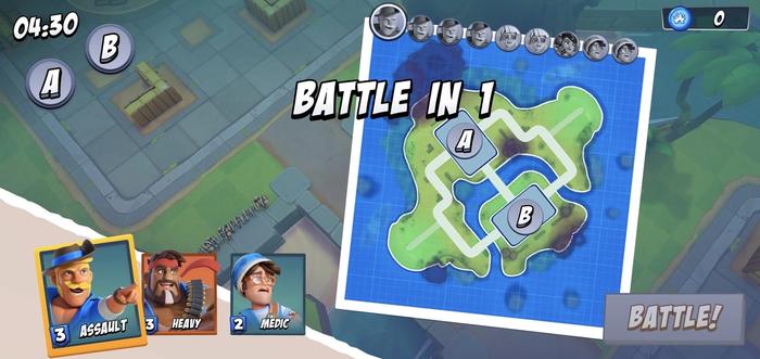 The starting screen in Boom Beach: Frontlines