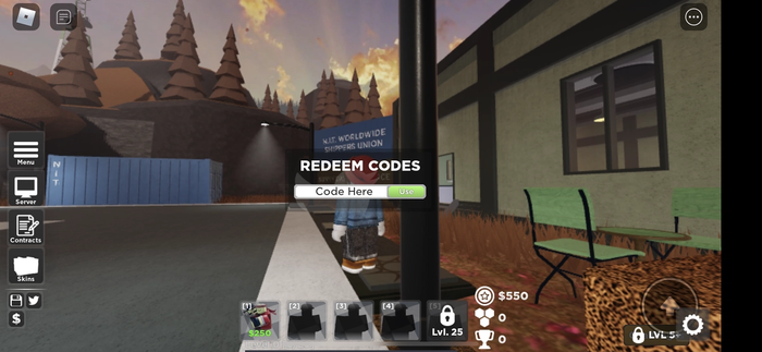Screenshot from Tower Blitz, showing the code redemption screen