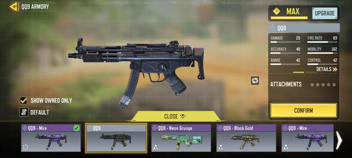 This image contains the an QQ9 custom loadout build with three perks to use in COD: Mobile multiplayer mode.