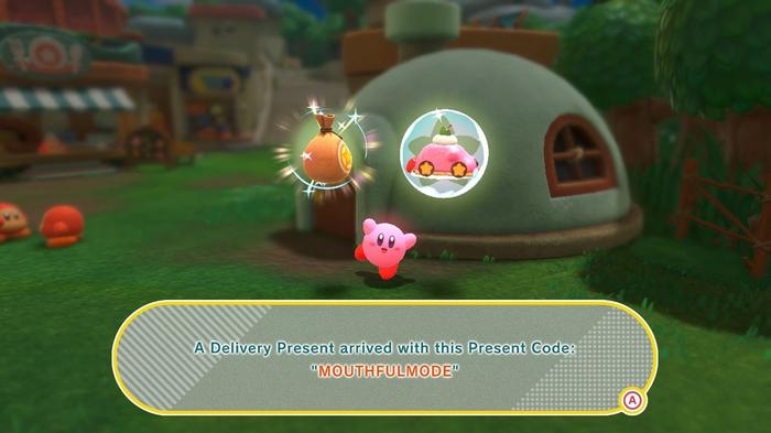 Image of a successful code redemption in Kirby and the Forgotten Land.