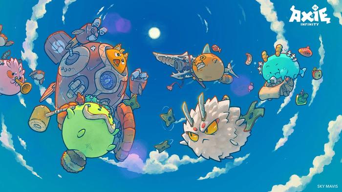 A bunch of Axies fighting in the sky.