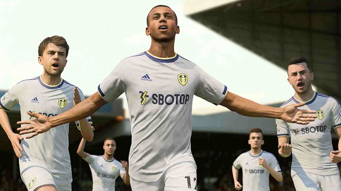 Image of Leeds United players celebrating in FIFA 23
