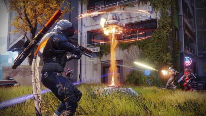 Three Spartans fighting in Destiny 2 gameplay.