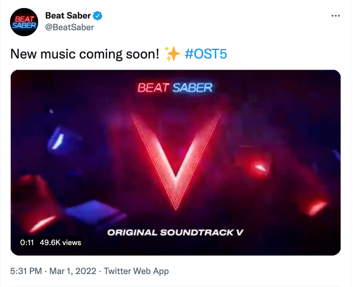 beat saber original soundtrack 5 release date