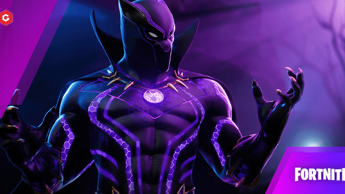 The Black Panther skin looking powered-up in Fortnite.