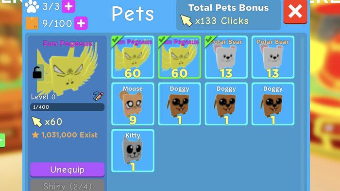 Clicker Simulator codes can get you luck boosts, which increase your chances of getting epic pets.