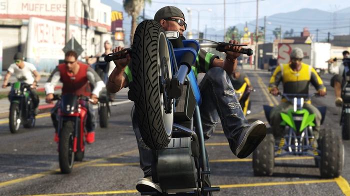 A promo screenshot for the GTA Online Bikers update.
