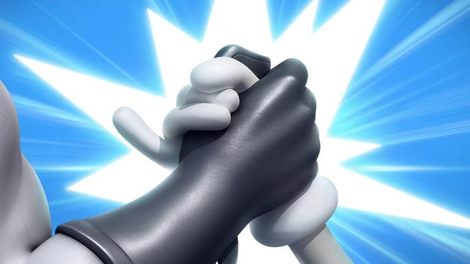 Image of Bugs Bunny and Batman shaking hands in MultiVersus
