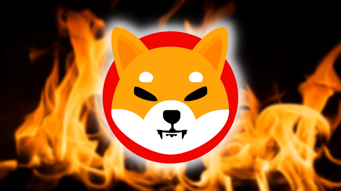 Image of Shiba Inu Logo against a burning flame background.