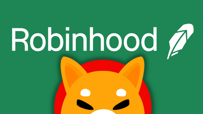 Shiba Inu Logo and Robinhood Logo on Green Background