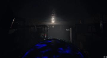 A player holds the Haunted Mirror in the basement of a house in Phasmophobia.