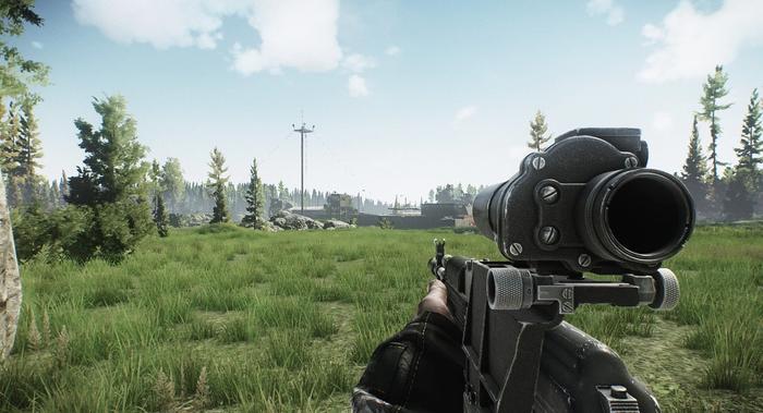 A player on the Woods map in Escape From Tarkov.