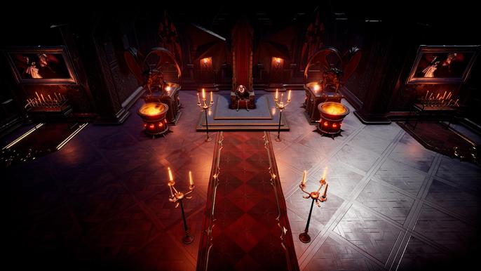 Image of a dark altar in a castle in V Rising.