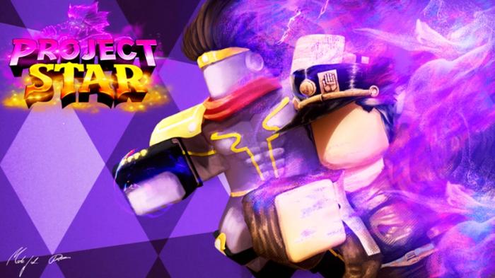 Two Project Star characters featured in the game's very purple key art.