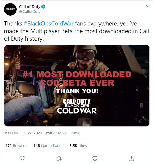 Black Ops Cold War Most Downloaded Beta