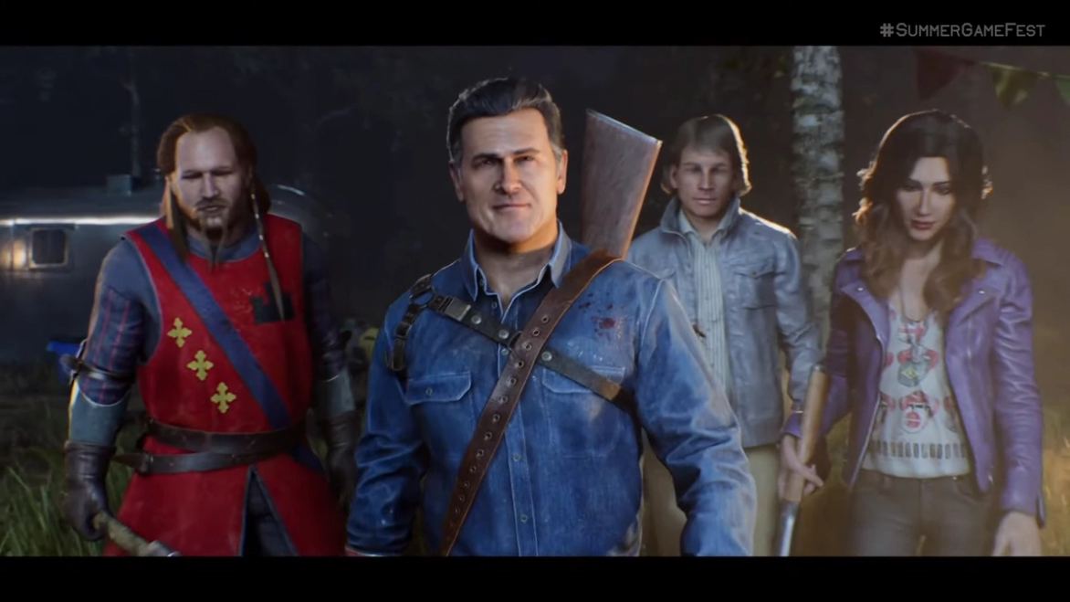 Evil Dead: The Game characters standing in a line