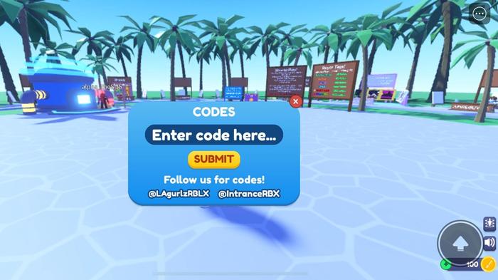 Image of the code redemption screen in Starving Artists on Roblox.