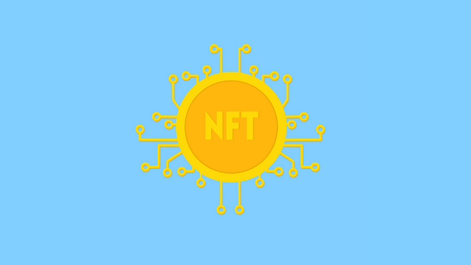 NFT in a coin on a blue background