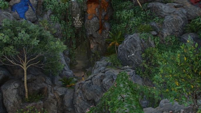 The outside of the Oluwa Cave in Isla Santuario of Far Cry 6, one of the main areas for the Triada Blessings quest.
