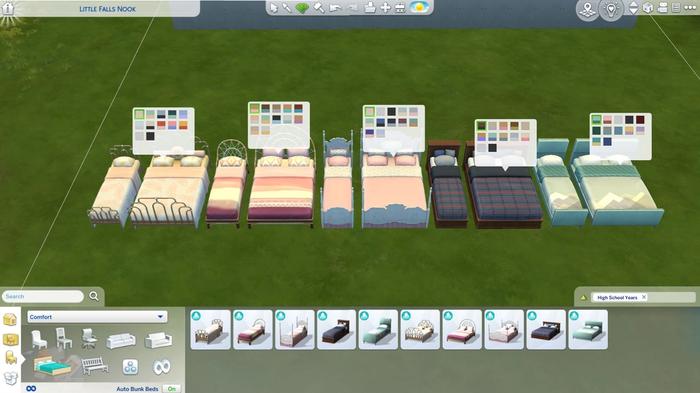 Different swatches in The Sims 4 High School Years