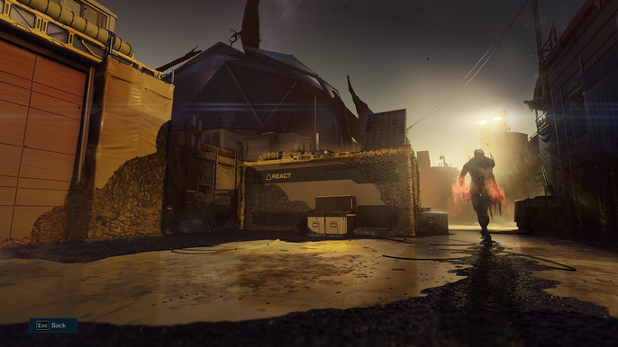 An Archæan is walking around a Containment Zone in Rainbow Six Extraction.