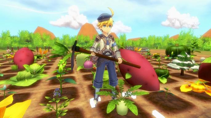 Image of the protagonist Ares farming in Rune Factory 5.