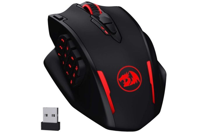 Best Mouse For MMO Games Redragon, product image of black/red mouse
