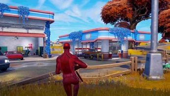 Image of a gas station in Fortnite.