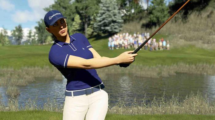 Image of a golfer swinging the club in PGA Tour 2K23.