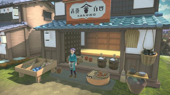 Jubilife Village General Store in Pokémon Legends: Arceus is shown.