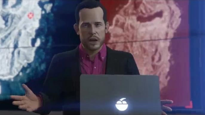 An image of Avon Hertz in GTA Online's Doomsday Heist.