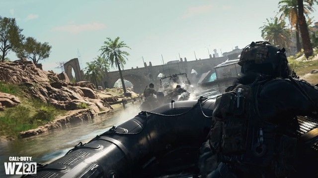 Warzone 2 player shooting at boat