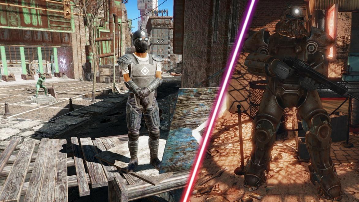Fallout 4's Diamond City guards wearing some new gear.