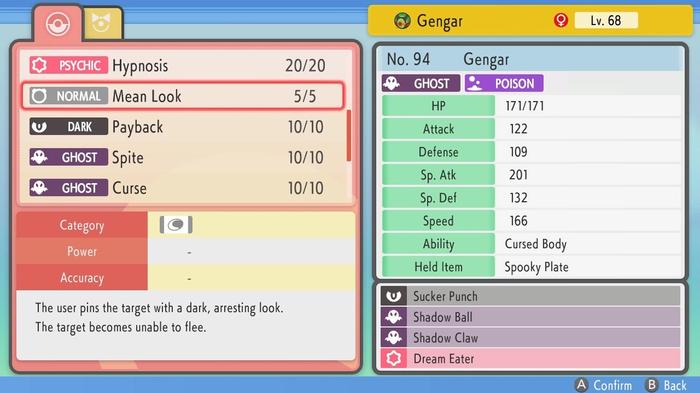 Gengar is learning a new move, Mean Look, via the Move Relearner in Pokémon Brilliant Diamond and Shining Pearl.