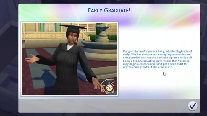 The Early Graduation pop up in Sims 4 High School Years