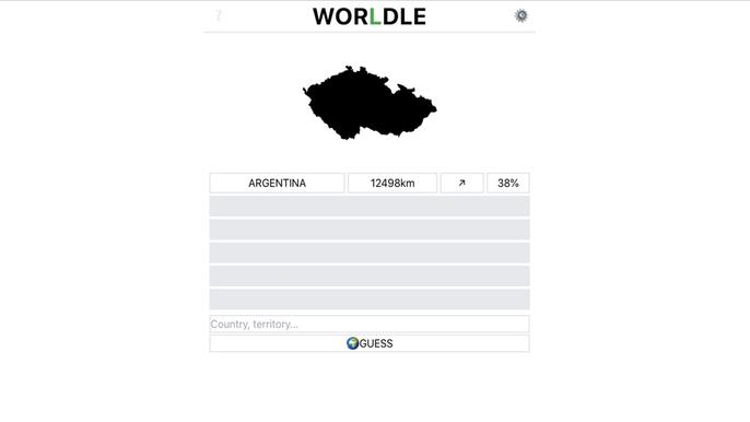 Image of the guessing screen in Worldle