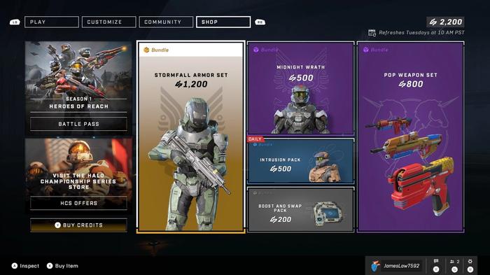 The Halo Infinite item shop offering for February 16 2022.