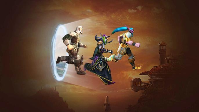 Three characters using the WoW Classic transfer.