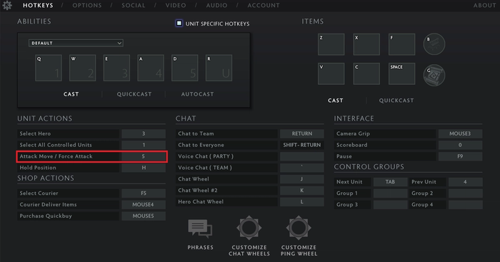 This image portrays a screengrab of the settings screen in DOTA 2.
