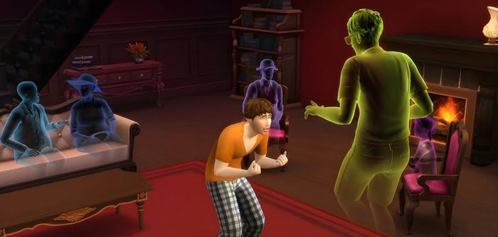 A screenshot of some ghosts in The Sims 4.
