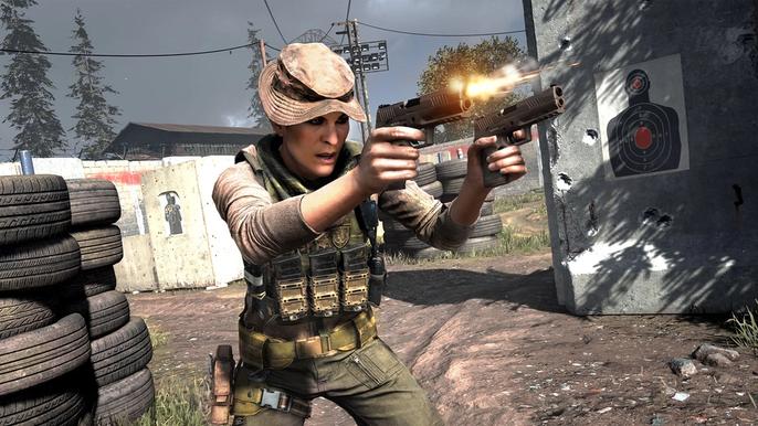 Image showing Modern Warfare player firing akimbo pistols