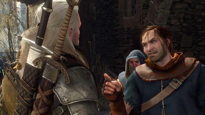 Geralt has an altercation with a citizen in The Witcher 3.