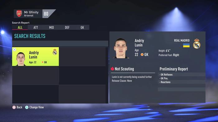 Andriy Lunin FIFA 22 Career Mode Stats FUT
